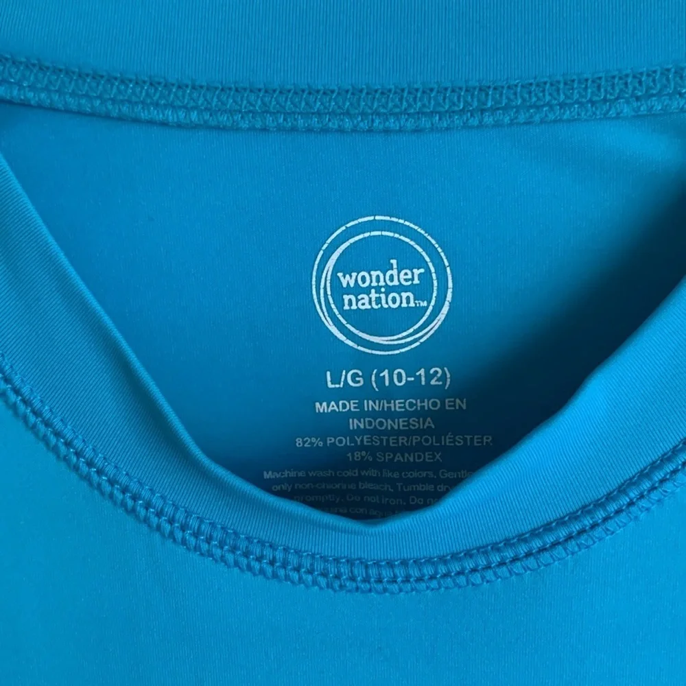 Wonder Nation turquoise blue rash guard size large (10/12) EUC - Picture 2 of 3